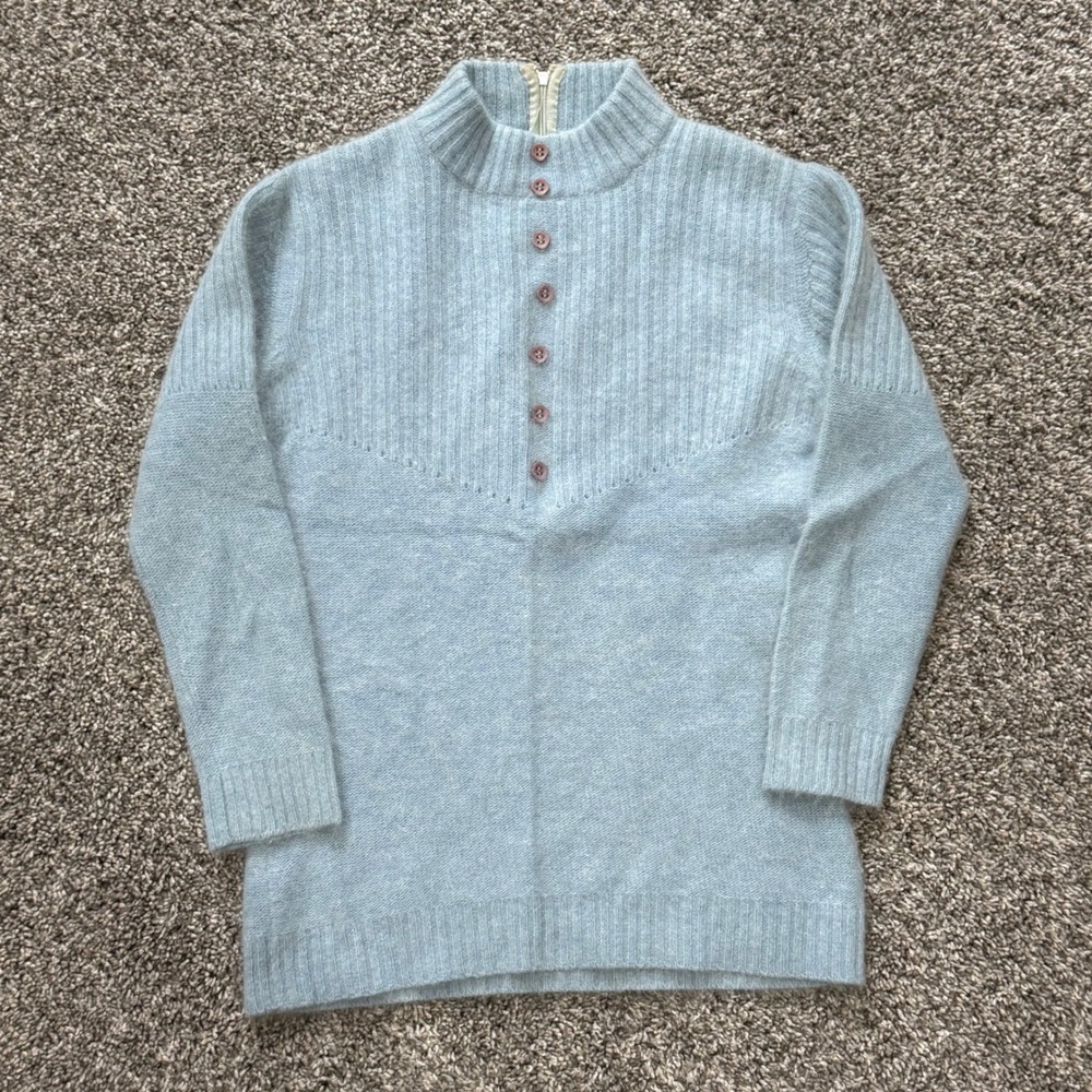 Vintage 70s Sears JR Bazaar Blue Lambswool Mohair-Style‎ Sweater Angora Size S